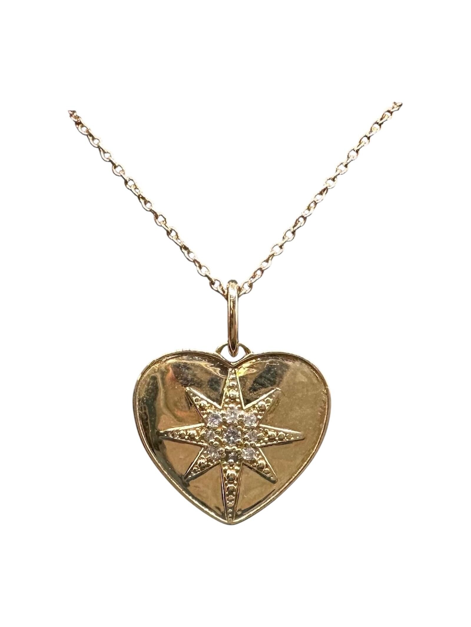 Diamond Heart Necklace In 10kt Yellow Gold 0.07ctw Adjustable 1517 Inches